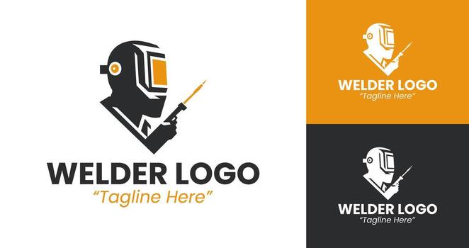Creative and Modern Welder Logo Designs for Branding with Orange and Black vector
