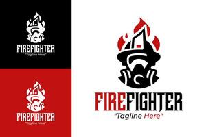 Minimal Firefighter Logo Design with Helmet and Flames for Strong Branding vector