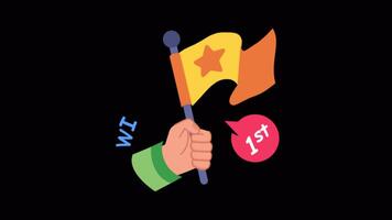 Winner Flag 2D Flat Animations on Transparent background video