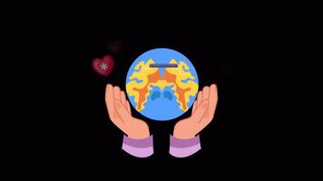 Worldwide Charity 2D Flat Animations on Transparent background video