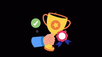 Success 2D Flat Animations on Transparent background video
