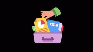 Arranging Files And Folders 2D Flat Animations on Transparent background video