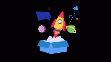 Product Launch 2D Flat Animations on Transparent background video