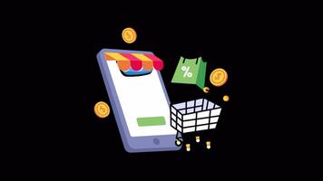 E-commerce 2D Flat Animations on Transparent background video