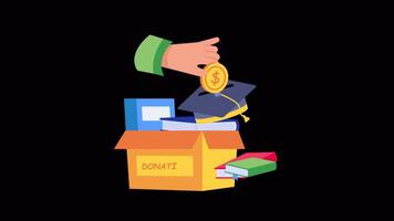 Educational Donation 2D Flat Animations on Transparent background video