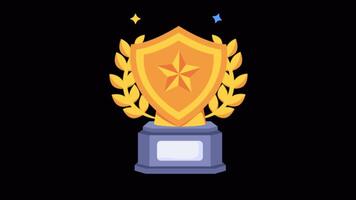Shield Trophy 2D Flat Animations on Transparent background video