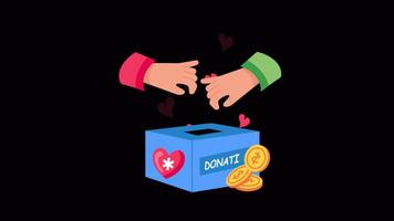 Donation 2D Flat Animations on Transparent background video