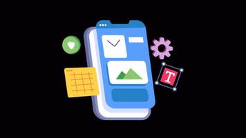 Mobile Interface 2D Flat Animations on Transparent background video