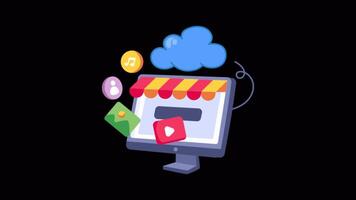 Online Media Store 2D Flat Animations on Transparent background video