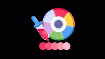 Selecting Colors From Color Picker 2D Flat Animations on Transparent background video