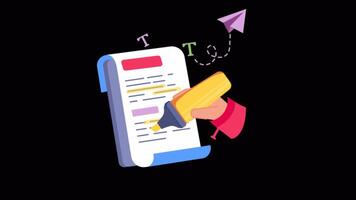 Business Text Highlighter 2D Flat Animations on Transparent background video