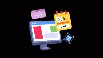 Designing Web Templates 2D Flat Animations on Transparent background video