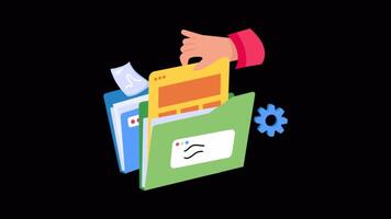 Files And Folders Arrangement 2D Flat Animations on Transparent background video