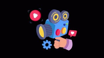Camera Shooting 2D Flat Animations on Transparent background video