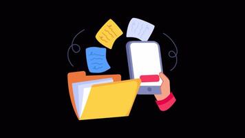 Transfer Documents 2D Flat Animations on Transparent background video