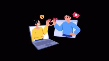 Online Love Relation 2D Flat Animations on Transparent background video