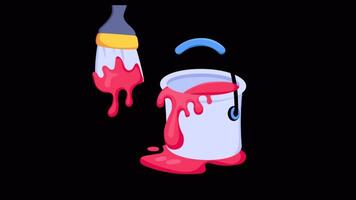 Paint Color Bucket 2D Flat Animations on Transparent background video