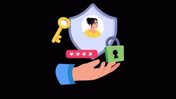 Secure Profile 2D Flat Animations on Transparent background video