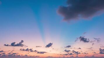 Twilight sky with cumulus cloud time lapse in an evening. video