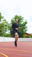 An inspiring showcases an athlete doing high knee runs on a track, demonstrating techniques to enhance speed, agility, and endurance for better athletic performance video