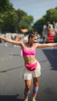 An Energetic and Vibrant Celebration at a Colorful Parade Event Filled with Joy and Fun video