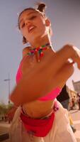 Experience the vibrant and dynamic dance movement within a lively and colorful festival atmosphere video