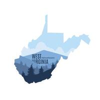 West Virginia Nature Mountain Scenery with Almost Heaven Text vector