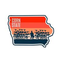 Iowa State of Corn with Farmer Perfect for Print, Apparel, etc vector