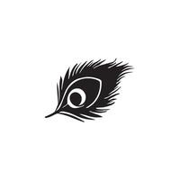 Elegant black silhouette of a single peacock feather with a distinctive eye pattern vector