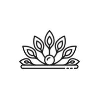 Elegant Minimalistic Line Art Design of a Symbolic Peacock Feather Crown Icon for Krishna Janmashtami religion vector