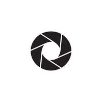 Abstract black camera aperture blades forming a circular pattern on a white background. Representing Photography Symbol vector
