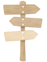 Wooden signpost with blank arrows pointing in different directions in a rustic style png
