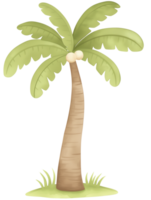 Beautiful palm tree with lush green leaves and smooth trunk in a serene tropical environment png