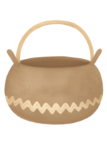 Traditional handmade pottery bowl on display with intricate designs and natural color png