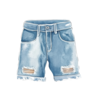 Denim shorts with distressed design and frayed edges suitable for summer fashion trends png