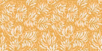 Seamless pattern featuring dynamic abstract floral shapes in yellow, mustard tones. Perfect for print design textiles, wrapping paper, wallpapers, and contemporary decorative projects vector