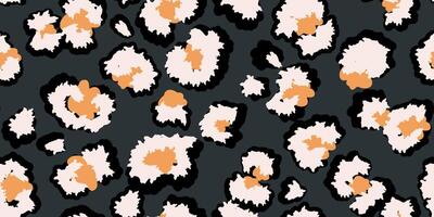 Vivid leopard-inspired seamless pattern with bold spots outlined on a dark background. Unique abstract animal print ornament for fashion design, modern decor, and artistic branding projects. vector
