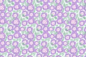 Pastel seamless floral pattern with hand painted purple, violet roses and leaves on a light background. artistic brushstroke style, ideal for fabric, wallpaper, wrapping paper, decor vector