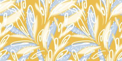 Contemporary seamless pattern with abstract swirling shapes on yellow background. Unique organic shapes, flowing lines, and dynamic composition print. Perfect design for fabric, wrapping paper vector