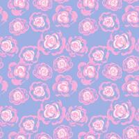 Seamless floral pattern with hand-drawn pink abstract roses on a pastel blue background. Bold and romantic design perfect for fabric, wallpaper, packaging, and surface prints vector