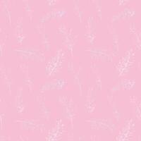 Seamless pattern with delicate hand drawn grass stems on a pastel pink background. Elegant and minimal, ideal for textiles, wallpapers, packaging, stationery vector