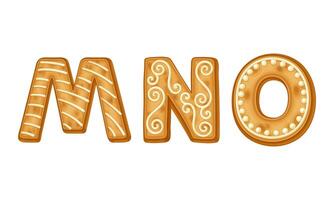 Gingerbread letters M, N, O vector