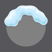 Blank frozen round shaped banner with snow illustration on gray background vector