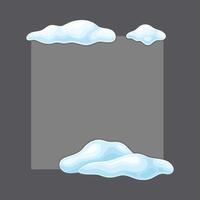 Blank frozen banner with snow, geometric square shape, cold season holiday frame cartoon illustration vector