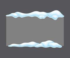 Blank frozen banner with snow, geometric rectangular shape, cold season holiday frame cartoon illustration vector