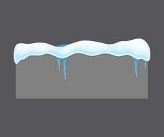 Blank frozen rectangular shape banner with snow and icicles, cold season holiday frame cartoon illustration vector