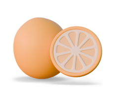 3D Rendering Lemon and Slice. Fruit food illustration, 3d icon. Design for summer or cooking concept png