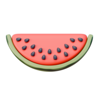 3D Rendering Slice of Watermelon. Fruit Food concept, 3d icon. Design element for summer concepts png