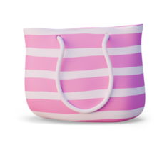 3D Rendering Striped Pink Beach Bag with Shadow. Time to Travel 3d illustration. Design for summer concepts png
