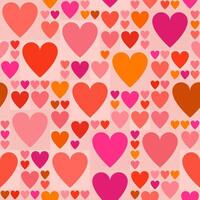 Romantic seamless heart pattern in shades of pink and red with a soft square background vector